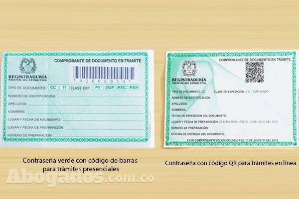 La Registraduría Nacional identifica tres tipos de documentos para identificación durante el período que la cédula de ciudadanía se encuentre en trámite y brinda una opción en su página de internet para validarlos.